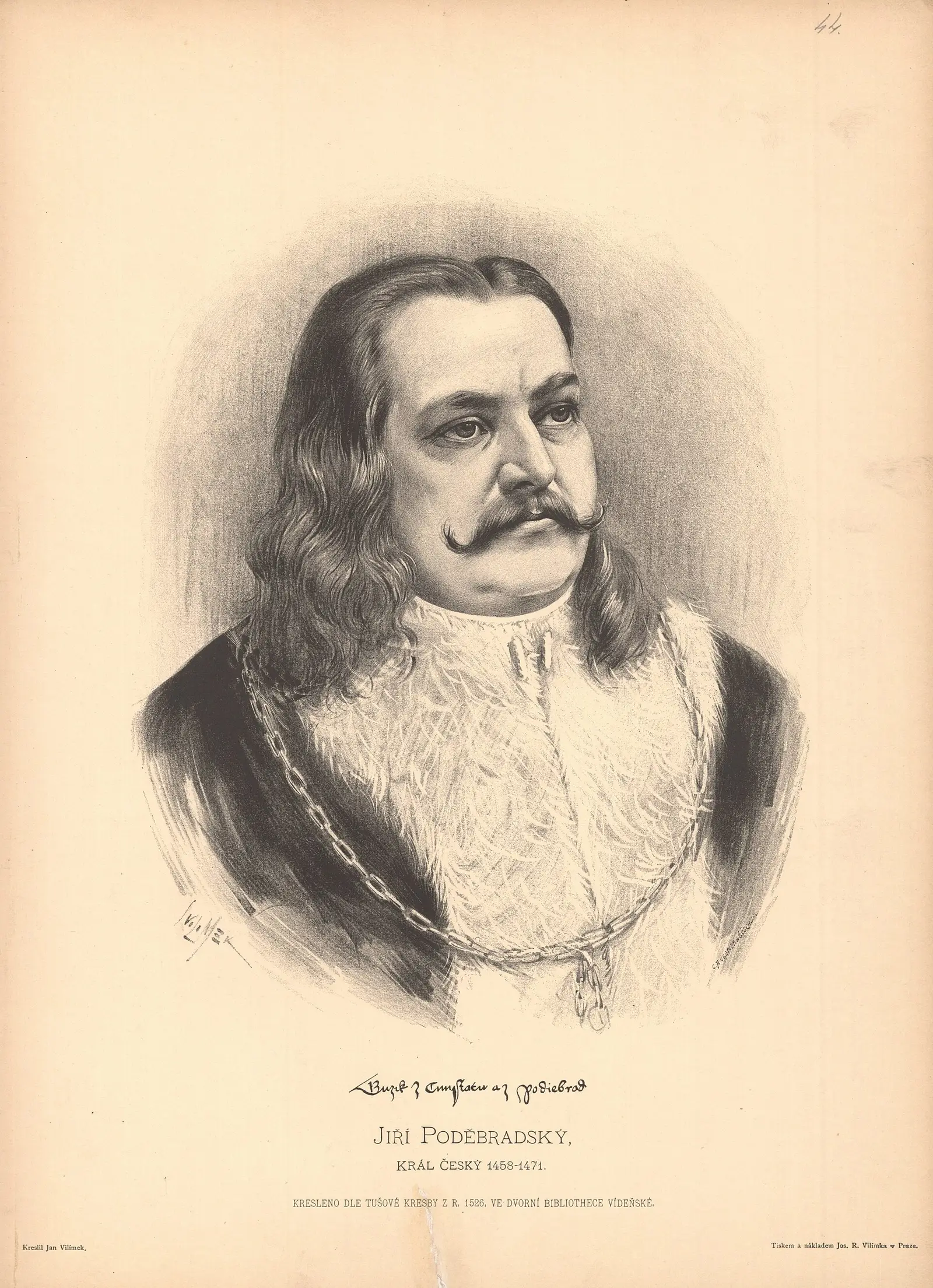 Jiří z Poděbrad na historizujícím portrétu Jana Vilímka